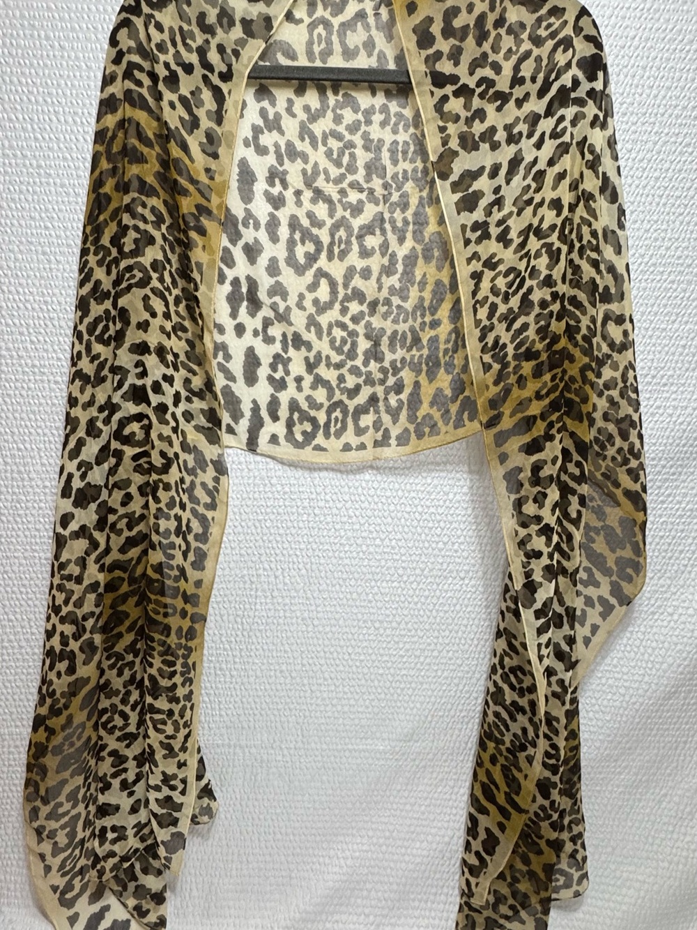 Unbranded Sheer Leopard Print Scarf - Beige & Black